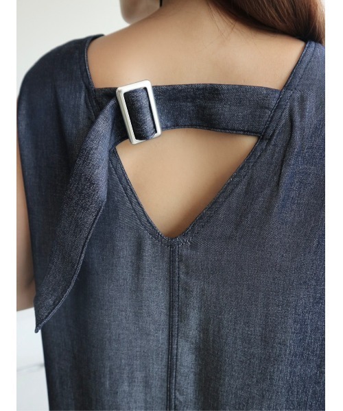 TRUNC（トランクエイティーエイト）の「Rayon Denim No Sleeve Dress（ワンピース・レディース・ブラック/ネイビー・FREE）」の7枚目の写真