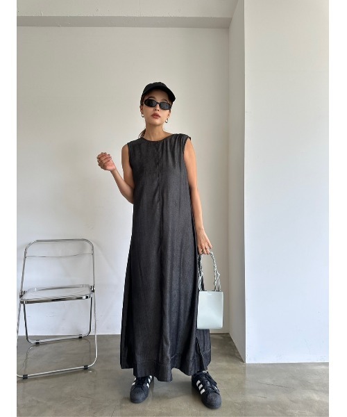 TRUNC（トランクエイティーエイト）の「Rayon Denim No Sleeve Dress（ワンピース・レディース・ブラック/ネイビー・FREE）」の16枚目の写真