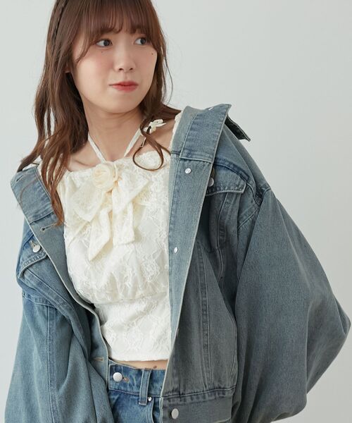 MAJESTIC LEGON(マジェスティックレゴン)の「2wayローズモチーフブラウス(シャツ/ブラウス・レディース・ホワイト系その他2/ブルー系その他2/グレー系その他・MEDIUM)」の7枚目の写真