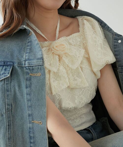 MAJESTIC LEGON(マジェスティックレゴン)の「2wayローズモチーフブラウス(シャツ/ブラウス・レディース・ホワイト系その他2/ブルー系その他2/グレー系その他・MEDIUM)」の9枚目の写真