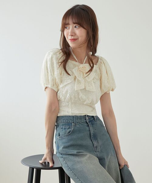 MAJESTIC LEGON(マジェスティックレゴン)の「2wayローズモチーフブラウス(シャツ/ブラウス・レディース・ホワイト系その他2/ブルー系その他2/グレー系その他・MEDIUM)」の12枚目の写真