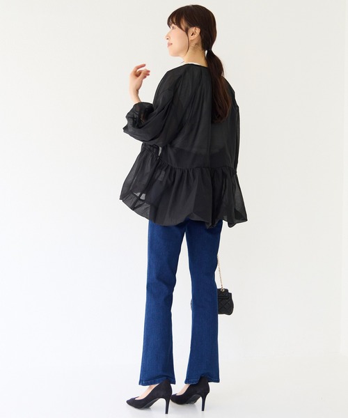 ⭐︎新品⭐︎インディヴィ⭐︎12（LL）サイズ⭐︎バルーンスリーブブルゾン⭐︎ブラック⭐︎ INDIVI（インディヴィ）の「◇バルーンスリーブショートブルゾン