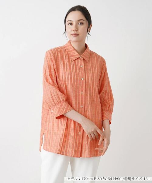 シアーチェック柄ブラウス【Leilian WHITE LABEL】