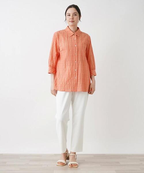 シアーチェック柄ブラウス【Leilian WHITE LABEL】