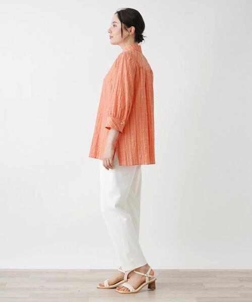シアーチェック柄ブラウス【Leilian WHITE LABEL】