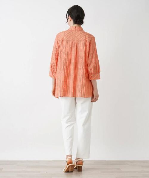 シアーチェック柄ブラウス【Leilian WHITE LABEL】