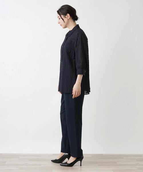 シアーチェック柄ブラウス【Leilian WHITE LABEL】