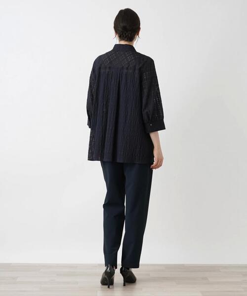 シアーチェック柄ブラウス【Leilian WHITE LABEL】