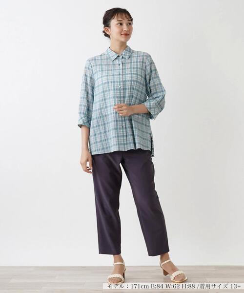 シアーチェック柄ブラウス【Leilian WHITE LABEL】