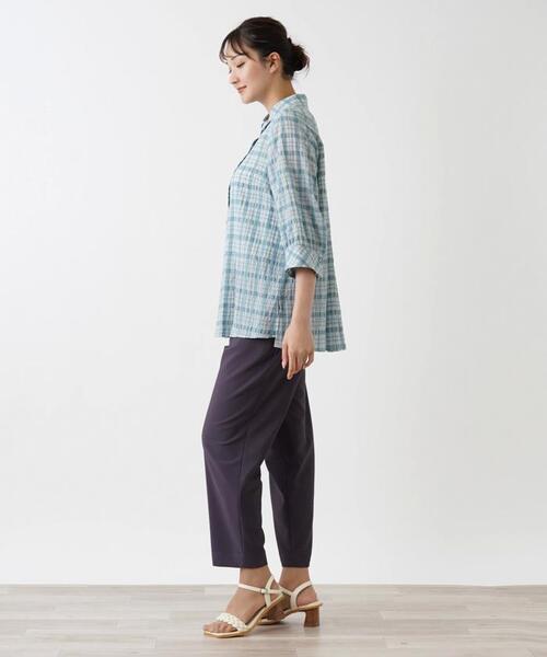 シアーチェック柄ブラウス【Leilian WHITE LABEL】