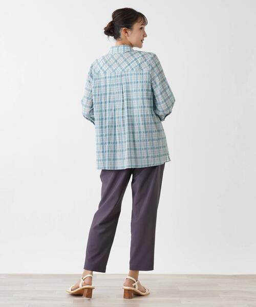 シアーチェック柄ブラウス【Leilian WHITE LABEL】