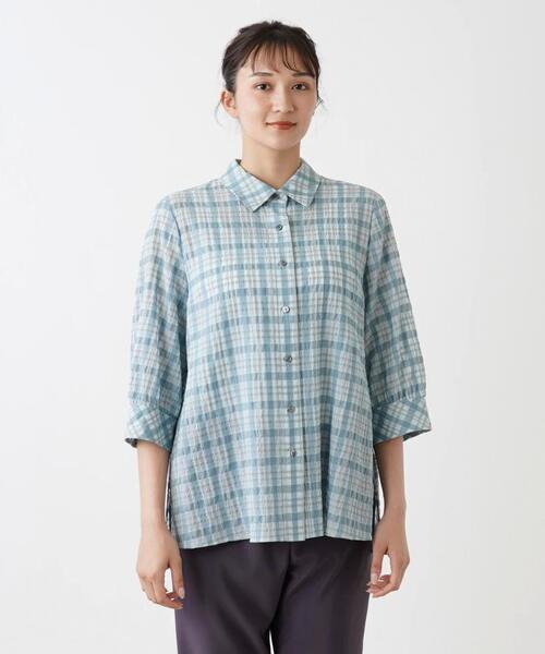 シアーチェック柄ブラウス【Leilian WHITE LABEL】