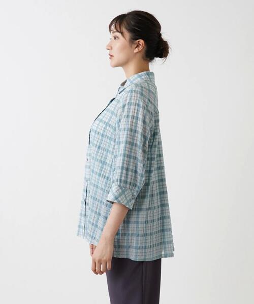 シアーチェック柄ブラウス【Leilian WHITE LABEL】