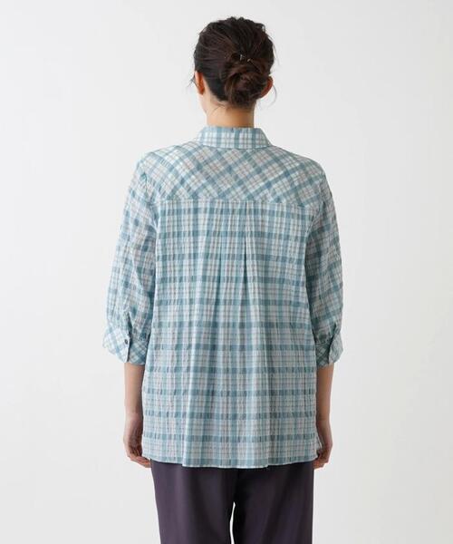 シアーチェック柄ブラウス【Leilian WHITE LABEL】