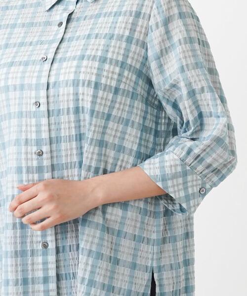 シアーチェック柄ブラウス【Leilian WHITE LABEL】