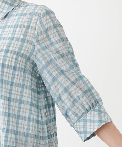 シアーチェック柄ブラウス【Leilian WHITE LABEL】