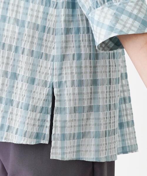 シアーチェック柄ブラウス【Leilian WHITE LABEL】