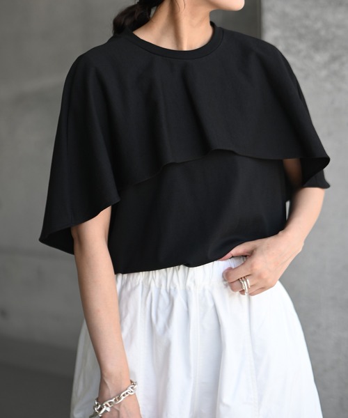 Marient（マリエント）の「マントTOPS/カットソー（Tシャツ/カットソー・レディース・ブラック/ホワイト/ストライプ・FREE）」の5枚目の写真