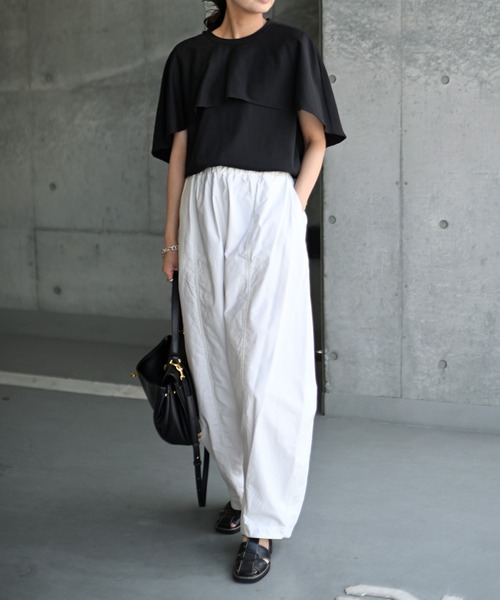 Marient（マリエント）の「マントTOPS/カットソー（Tシャツ/カットソー・レディース・ブラック/ホワイト/ストライプ・FREE）」の6枚目の写真