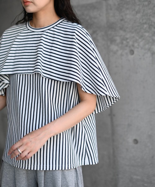 Marient（マリエント）の「マントTOPS/カットソー（Tシャツ/カットソー・レディース・ブラック/ホワイト/ストライプ・FREE）」の11枚目の写真