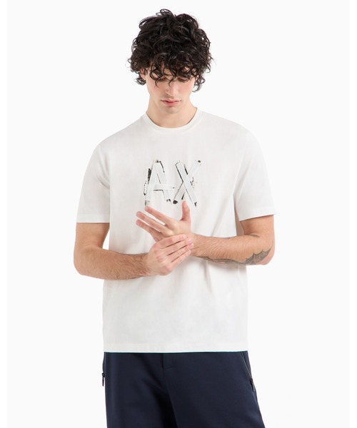 【セール】【A|X アルマーニ エクスチェンジ】＜オンライン限定＞AXロゴ 半袖クルーネックTシャツ/REGULAR+（Tシャツ/カットソー）｜ARMANI EXCHANGE（アルマーニエクスチェンジ）