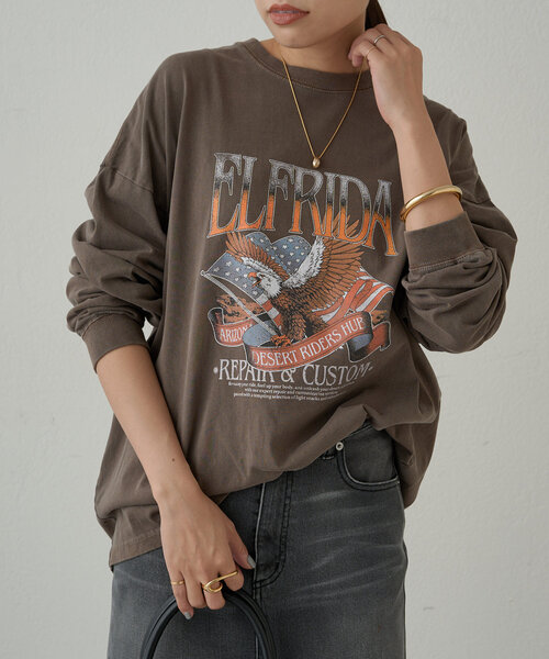 LOUNGEDRESS(ラウンジドレス)の「【GOOD ROCK SPEED/グッドロックスピード】EAGLEロンT(Tシャツ/カットソー・レディース・アイボリー/ブラック系その他/ブラウン・FREE)」の22枚目の写真