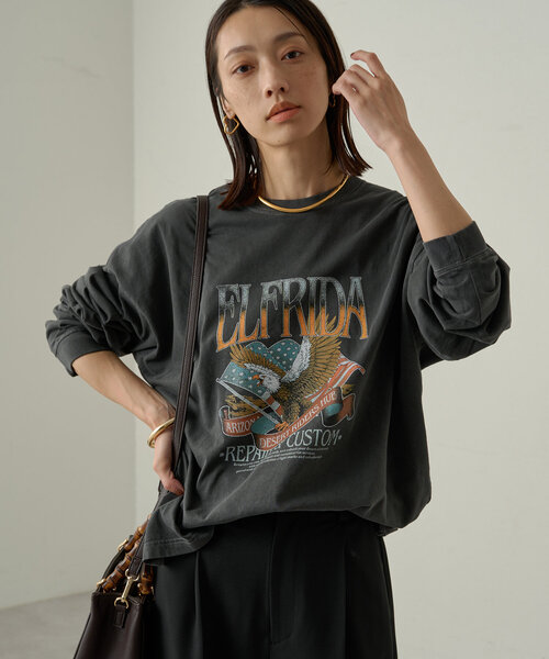 LOUNGEDRESS(ラウンジドレス)の「【GOOD ROCK SPEED/グッドロックスピード】EAGLEロンT(Tシャツ/カットソー・レディース・アイボリー/ブラック系その他/ブラウン・FREE)」の9枚目の写真