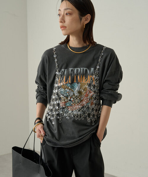 LOUNGEDRESS(ラウンジドレス)の「【GOOD ROCK SPEED/グッドロックスピード】EAGLEロンT(Tシャツ/カットソー・レディース・アイボリー/ブラック系その他/ブラウン・FREE)」の5枚目の写真