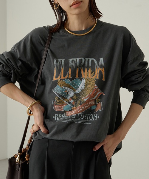 LOUNGEDRESS(ラウンジドレス)の「【GOOD ROCK SPEED/グッドロックスピード】EAGLEロンT(Tシャツ/カットソー・レディース・アイボリー/ブラック系その他/ブラウン・FREE)」の2枚目の写真