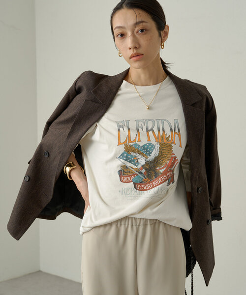 LOUNGEDRESS(ラウンジドレス)の「【GOOD ROCK SPEED/グッドロックスピード】EAGLEロンT(Tシャツ/カットソー・レディース・アイボリー/ブラック系その他/ブラウン・FREE)」の4枚目の写真