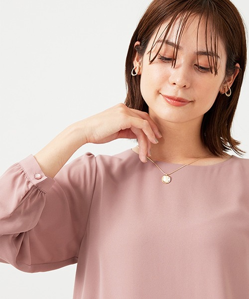 BELLUNA PLUS(ベルーナ)の「ジョーゼット素材裾ティアードブラウス(シャツ/ブラウス・レディース・ストライプ/ネイビー/ピンク/ライム・MEDIUM/LARGE/X-LARGE)」の13枚目の写真