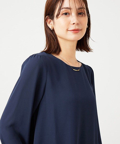 BELLUNA PLUS(ベルーナ)の「ジョーゼット素材裾ティアードブラウス(シャツ/ブラウス・レディース・ストライプ/ネイビー/ピンク/ライム・MEDIUM/LARGE/X-LARGE)」の19枚目の写真
