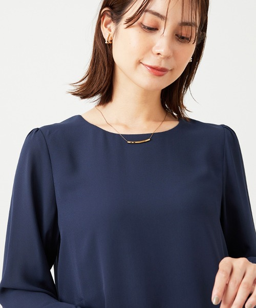 BELLUNA PLUS(ベルーナ)の「ジョーゼット素材裾ティアードブラウス(シャツ/ブラウス・レディース・ストライプ/ネイビー/ピンク/ライム・MEDIUM/LARGE/X-LARGE)」の20枚目の写真