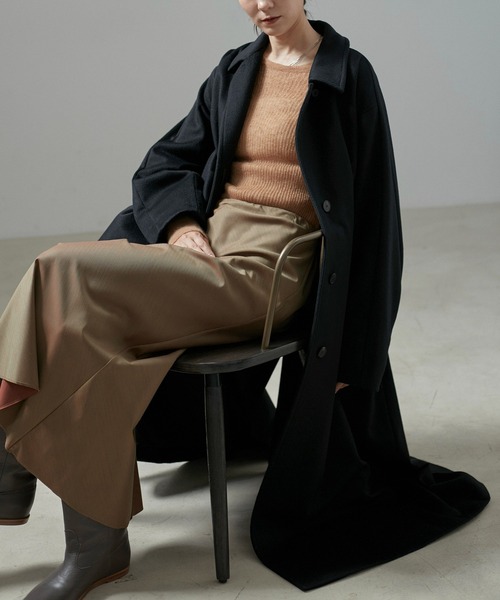 SALON adam et rope'（サロン アダム エ ロペ）の「PURE CASHMERE(ピュアカシミア/カシミヤ)ステンカラーコート（ステンカラーコート・レディース・ブラック/キャメル・FREE）」の17枚目の写真