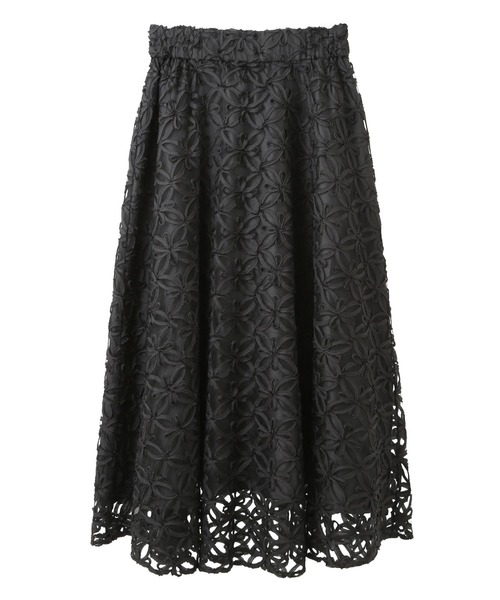 YECCA VECCA(イェッカヴェッカ)の「テープリボン刺繍フレアスカート(スカート・レディース・アイボリー/ブラック・FREE)」の3枚目の写真