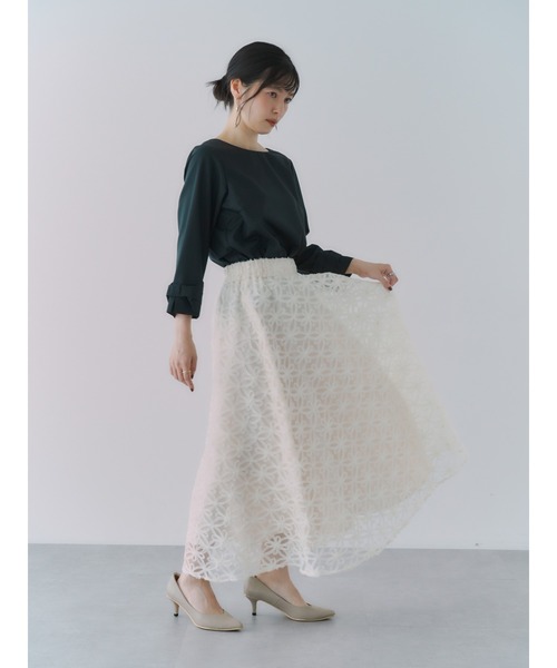 YECCA VECCA(イェッカヴェッカ)の「テープリボン刺繍フレアスカート(スカート・レディース・アイボリー/ブラック・FREE)」の16枚目の写真