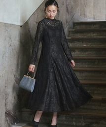 RUIRUE BOUTIQUE（ルイルエブティック）の「オケージョンドレス 結婚式 ｜ 配色 レース フレアワンピース ドレス ｜パーティードレス ワンピース フォーマル オケージョン お呼ばれ 20代 30代 フレア 長袖 美脚効果（ドレス・レディース）」