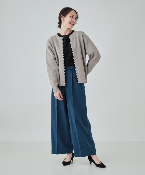 DRESKIP（ドレスキップ）の「◆フェイクパールが華やか フェミニンニットカーディガン（カーディガン/ボレロ・レディース・グレー/ブラック/ライトベージュ/ダークパープル・02/03/04）」の11枚目の写真