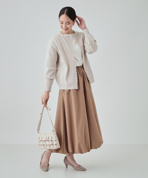 DRESKIP（ドレスキップ）の「◆フェイクパールが華やか フェミニンニットカーディガン（カーディガン/ボレロ・レディース・グレー/ブラック/ライトベージュ/ダークパープル・02/03/04）」の15枚目の写真