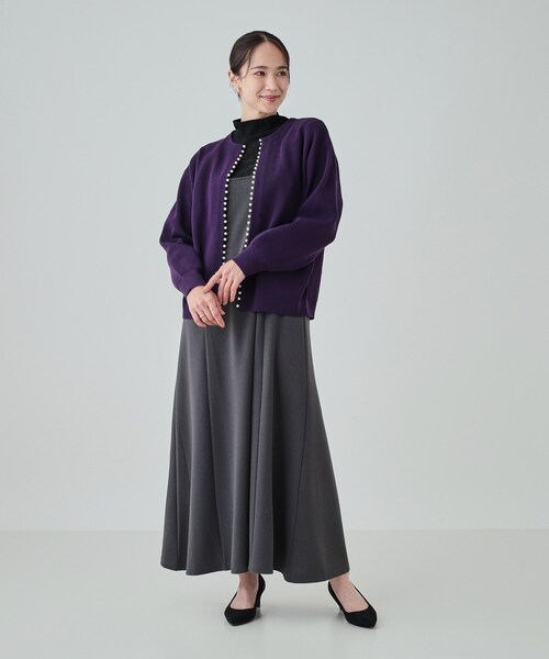DRESKIP（ドレスキップ）の「◆フェイクパールが華やか フェミニンニットカーディガン（カーディガン/ボレロ・レディース・グレー/ブラック/ライトベージュ/ダークパープル・02/03/04）」の19枚目の写真