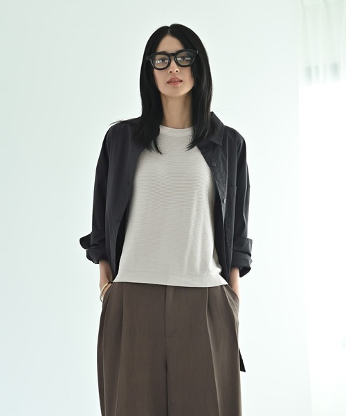 STYLE DELI(スタイルデリ)の「【BLK001】オーバーサイズシャツ(シャツ/ブラウス・レディース・スミクロ/オフホワイト/ブルー・FREE)」の7枚目の写真