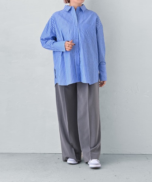 STYLE DELI(スタイルデリ)の「【BLK001】オーバーサイズシャツ(シャツ/ブラウス・レディース・スミクロ/オフホワイト/ブルー・FREE)」の20枚目の写真