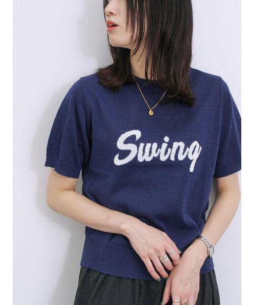 Samansa Mos2 blue（サマンサモスモスブルー）の「◎ジャカードロゴニットプルオーバー（ニット/セーター・レディース・オフホワイト/グレー/ネイビー・F）」の3枚目の写真