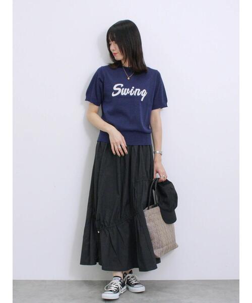 Samansa Mos2 blue（サマンサモスモスブルー）の「◎ジャカードロゴニットプルオーバー（ニット/セーター・レディース・オフホワイト/グレー/ネイビー・F）」の21枚目の写真