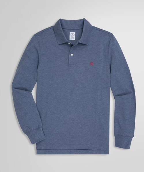BROOKS BROTHERS(ブルックスブラザーズ)の「GF スーピマコットン ストレッチピケ ロングスリーブポロシャツ Slim Fit(ポロシャツ・メンズ・ダークブルー・MEDIUM/SMALL/LARGE)」の1枚目の写真