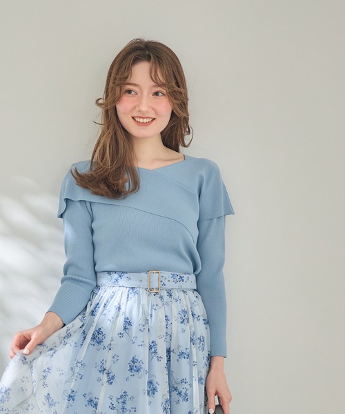 12Twelve Agenda（トゥエルブ　アジェンダ）の「クロスアシメオフショル7分袖ニットプルオーバー（ニット/セーター・レディース・ワインレッド/グレイッシュベージュ/ブラック/チャコールグレー/サックスブルー/グレー系その他・M）」の18枚目の写真