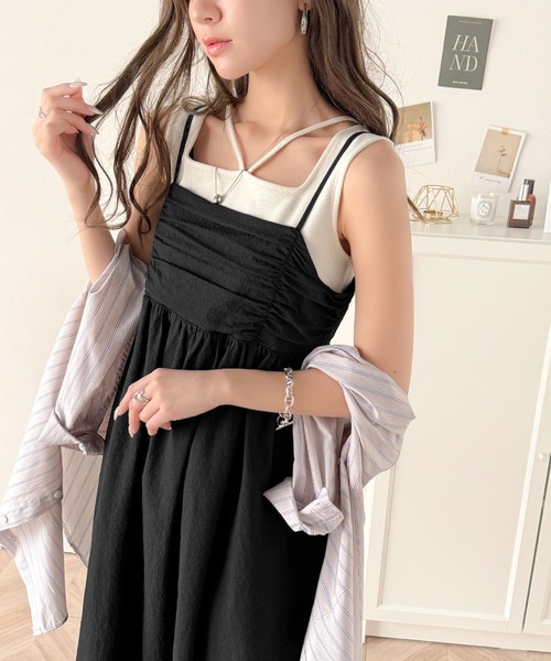classicalelf(クラシカルエルフ)の「360度大人可愛い♪フロントギャザーバックリボンデザインキャミワンピース(Aライン)(ワンピース・レディース・ベージュ/ブラック/オフホワイト・X-LARGE/SMALL/MEDIUM/LARGE)」の10枚目の写真