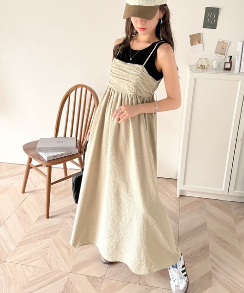 classicalelf(クラシカルエルフ)の「360度大人可愛い♪フロントギャザーバックリボンデザインキャミワンピース(Aライン)(ワンピース・レディース・ベージュ/ブラック/オフホワイト・X-LARGE/SMALL/MEDIUM/LARGE)」の16枚目の写真