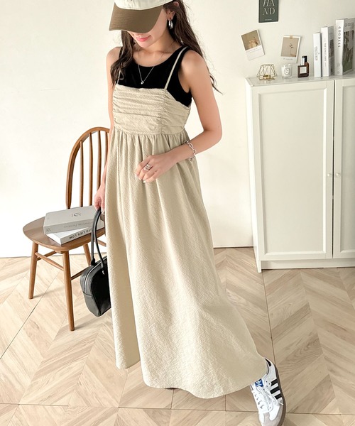classicalelf(クラシカルエルフ)の「360度大人可愛い♪フロントギャザーバックリボンデザインキャミワンピース(Aライン)(ワンピース・レディース・ベージュ/ブラック/オフホワイト・X-LARGE/SMALL/MEDIUM/LARGE)」の18枚目の写真