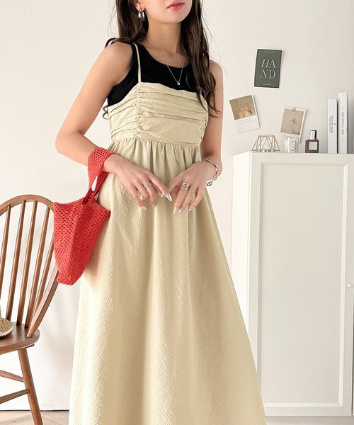 classicalelf(クラシカルエルフ)の「360度大人可愛い♪フロントギャザーバックリボンデザインキャミワンピース(Aライン)(ワンピース・レディース・ベージュ/ブラック/オフホワイト・X-LARGE/SMALL/MEDIUM/LARGE)」の13枚目の写真